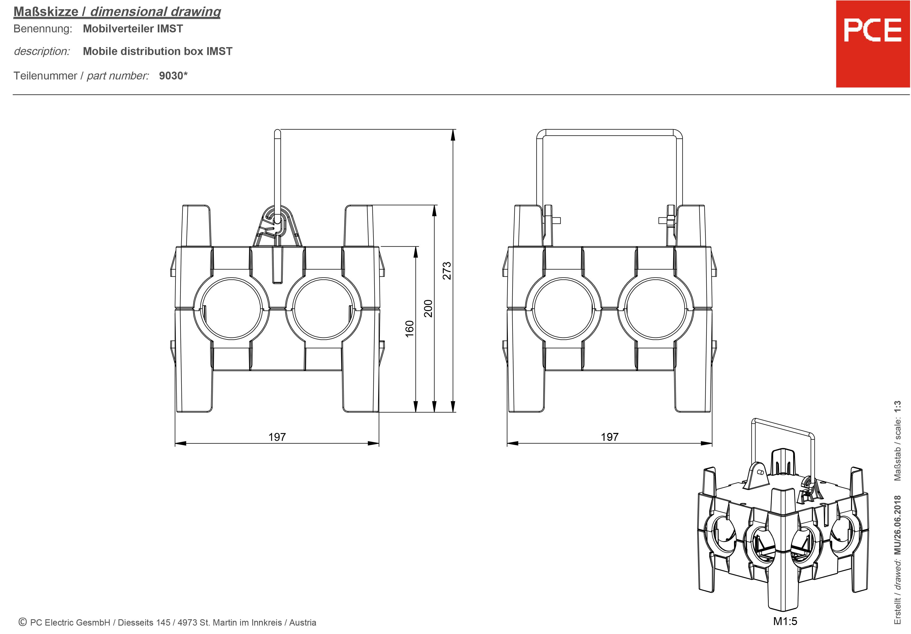 Щит розподільчої щитки PCE, 16 A, 400 V, ПЗВ.