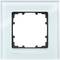 Przezroczysta, kwadratowa płyta osłonowa firmy Siemens do włącznika światła, otoczona gładką ramką szklaną.