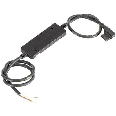 Czarny kabel adapter z dwoma nieosłoniętymi końcówkami kabla po jednej stronie i gniazdem po drugiej stronie, odpowiedni do połączeń elektrycznych.