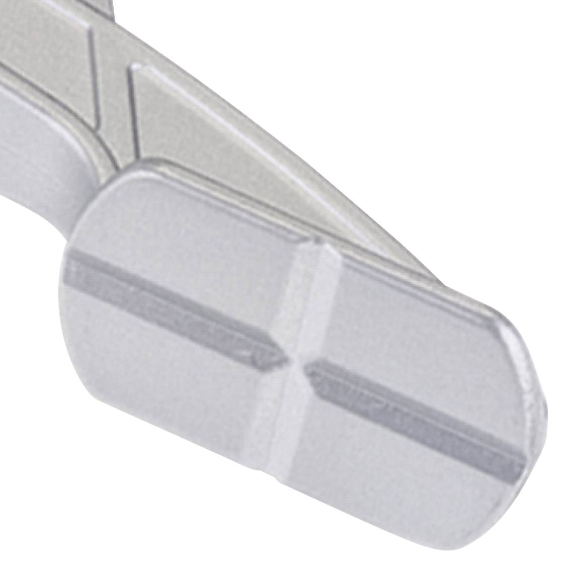 Srebrny element metalowy z wypustkami w kształcie krzyża.