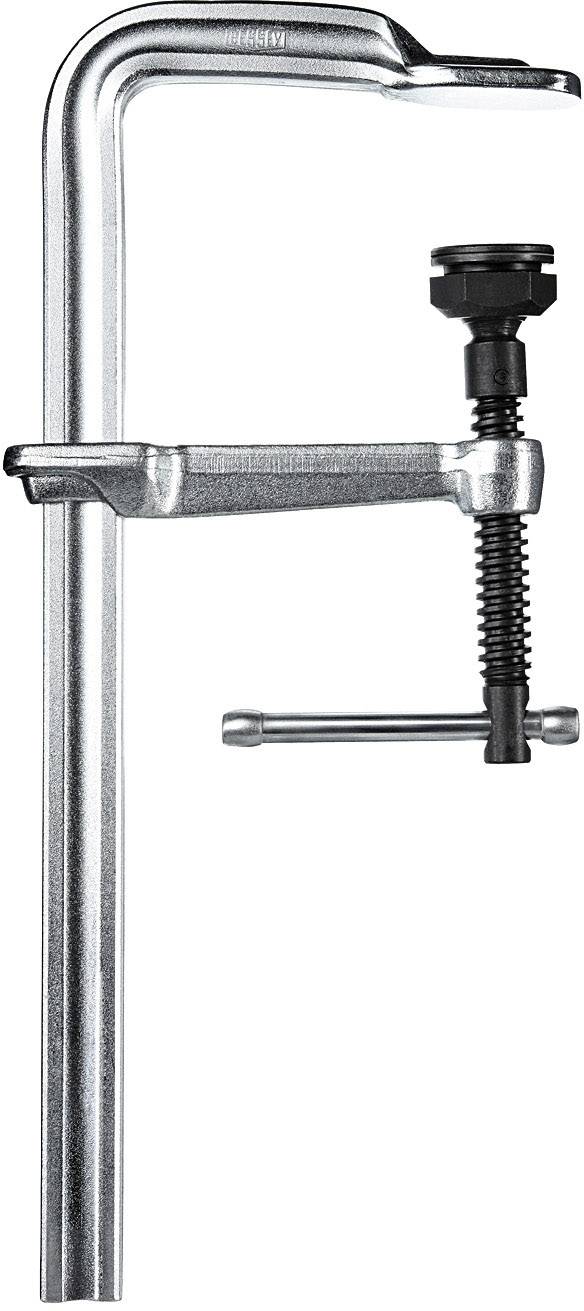 Zacisk metalowy z mechanizmem śrubowym, przeznaczony do mocowania elementów podczas prac warsztatowych.