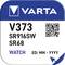Opakowanie baterii 'VARTA' przedstawia model V373, typ SR916SW/SR68, przeznaczony do zegarków, data ważności MM-YYYY, kod QR w górnym prawym rogu.