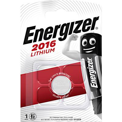 Bateria guzikowa Energizer 2016 Lithium, projekt zabezpieczony przed dziećmi, 3 V, ważna do 07/2029, 1 sztuka.