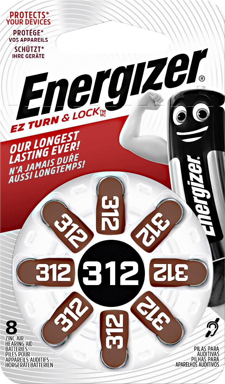 Батарейки-ґудзики Energizer ZA312, 1,4 В, комплект, 8 шт.