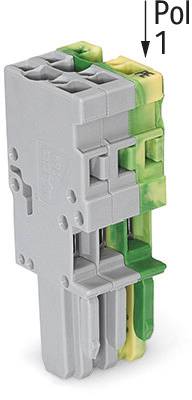 Szary i zielony blok zacisków elektrycznych oznaczony napisem 'Pol 1'.