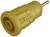 Żółty elektryczny złącz wtykowy z rowkowaną powierzchnią, cylindryczną formą i pojedynczym metalowym stykiem.