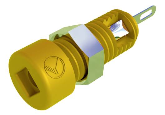 Gniazdo bananowe miniaturowe SKS Hirschmann CO MBI 1, izolwane, O 2 mm, 6 A, żółte