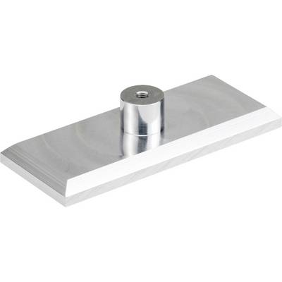 Prostokątny, srebrny element metalowy z cylindrycznym wypustem pośrodku.
