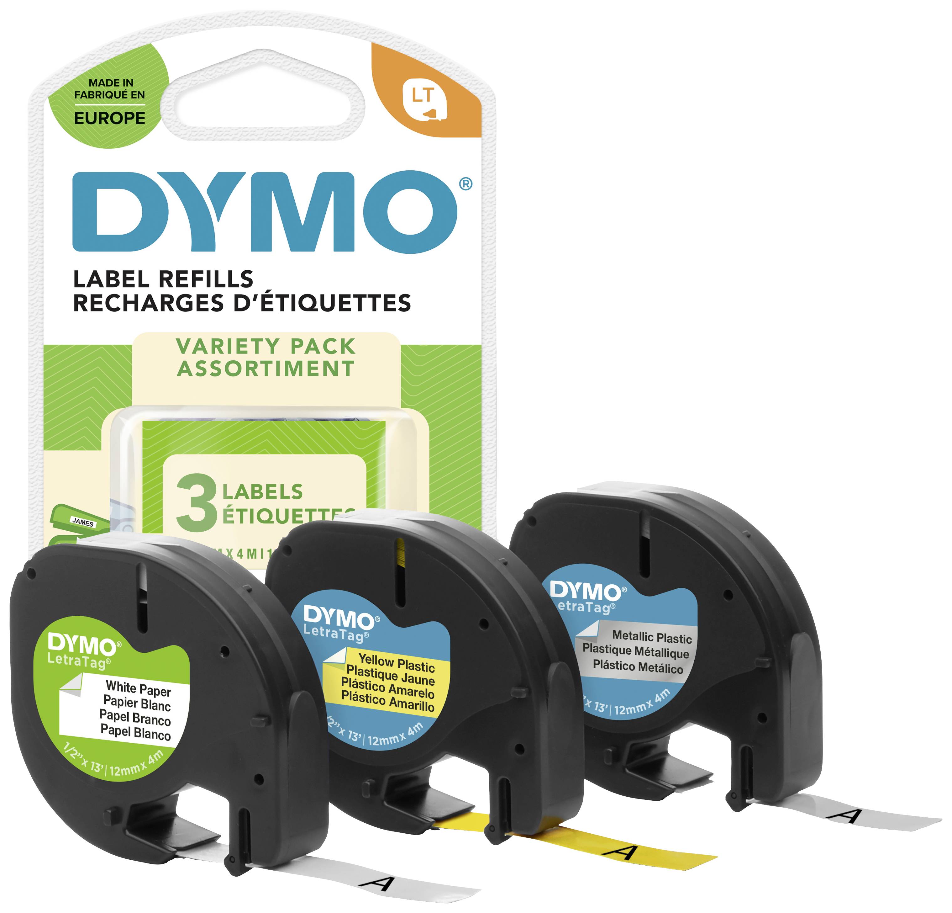 Стрічка для друку DYMO S0721800, 12 мм x 4 м, Колір стрічки: гіпержовтий, сріблястий, білий / Колір друку: чорний DYMO S072 DYMO S