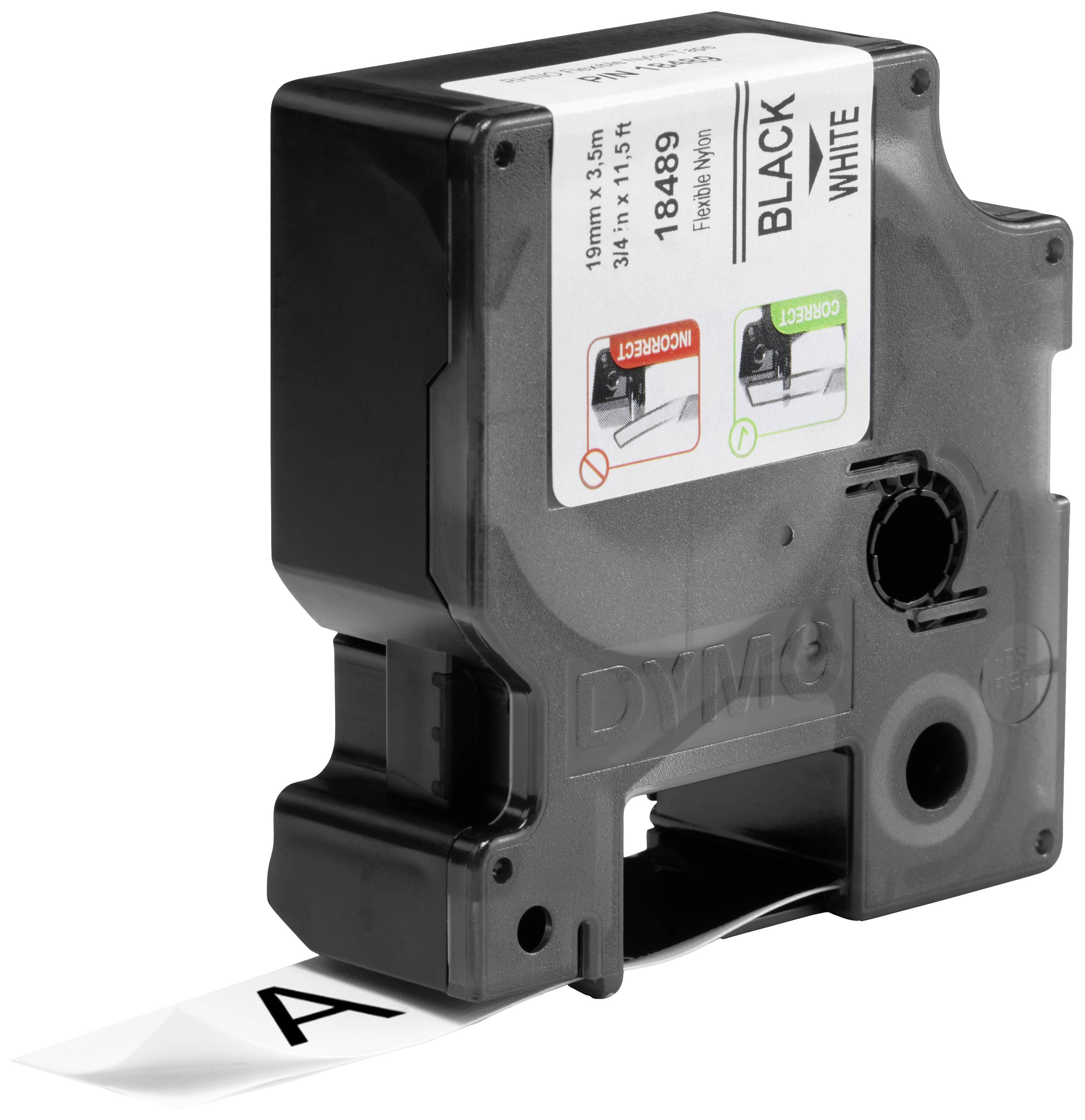 Стрічка для друку DYMO S0718120, 19 мм x 3,5 м, Колір стрічки: біла / Колір друку: чорний DYMO S0718120, 19 мм x 3,5 м, Колір стрі