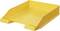 Żółta plastikowa taca na dokumenty, prostokątna, lekko uniesiona, do organizacji stosów papieru na biurku.