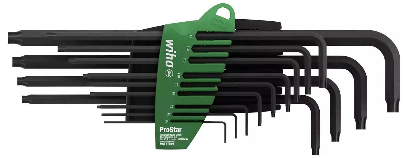 Набір внутрішніх Г-подібних ключів Wiha TORX T 5, T 6, T 7, T 8, T 9, T 10, T 15, T 20, T 25, T 27, T 30, T 40, T 50, 13 предм.