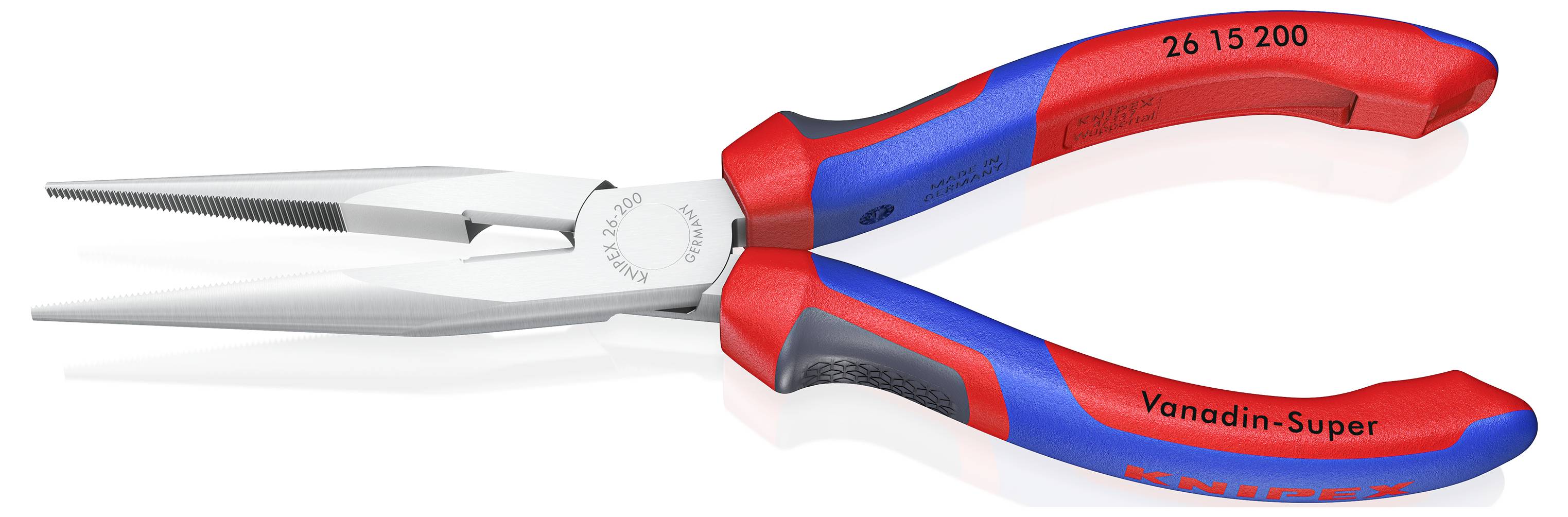 Плоскогубці з круглими носовими краями Knipex 26 15 200, прямі, хром-ванадієва електротехнічна сталь, 200 мм