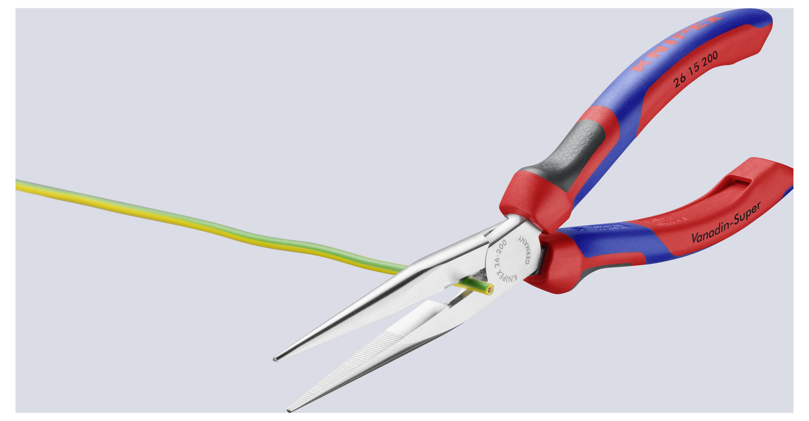 Плоскогубці з круглими носовими краями Knipex 26 15 200, прямі, хром-ванадієва електротехнічна сталь, 200 мм