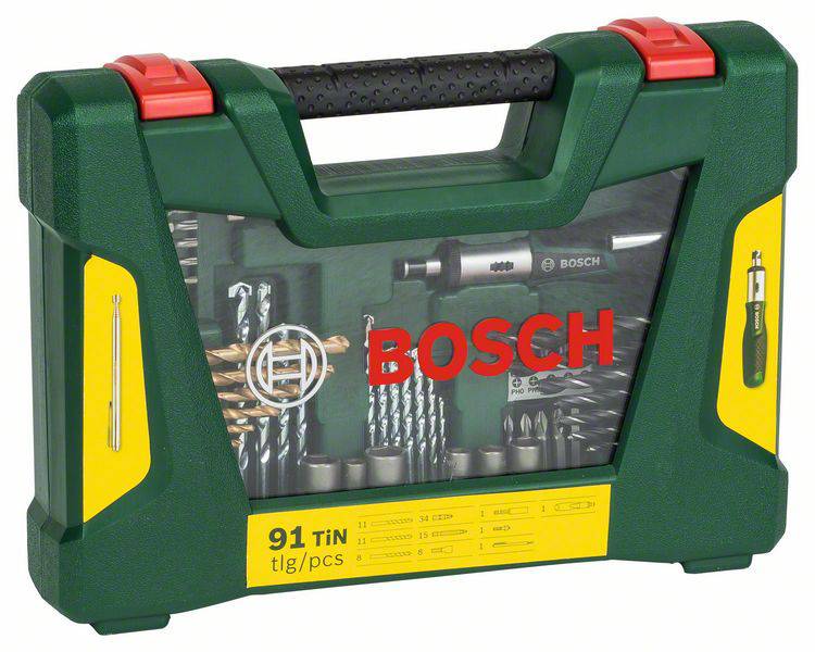 Набір свердел та біт TiN, 91 предмет, Bosch Accessories V-Line 2607017195