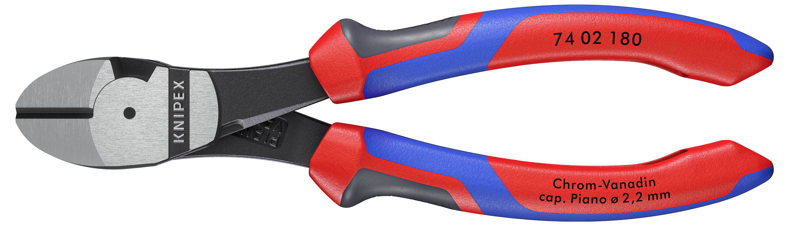 Бокогубці посилені Knipex Kraft-Seitenschneider 180 мм з PVC-Handschutz Knipex 74 02 180, 180 мм, 64 HRC, для майстерні