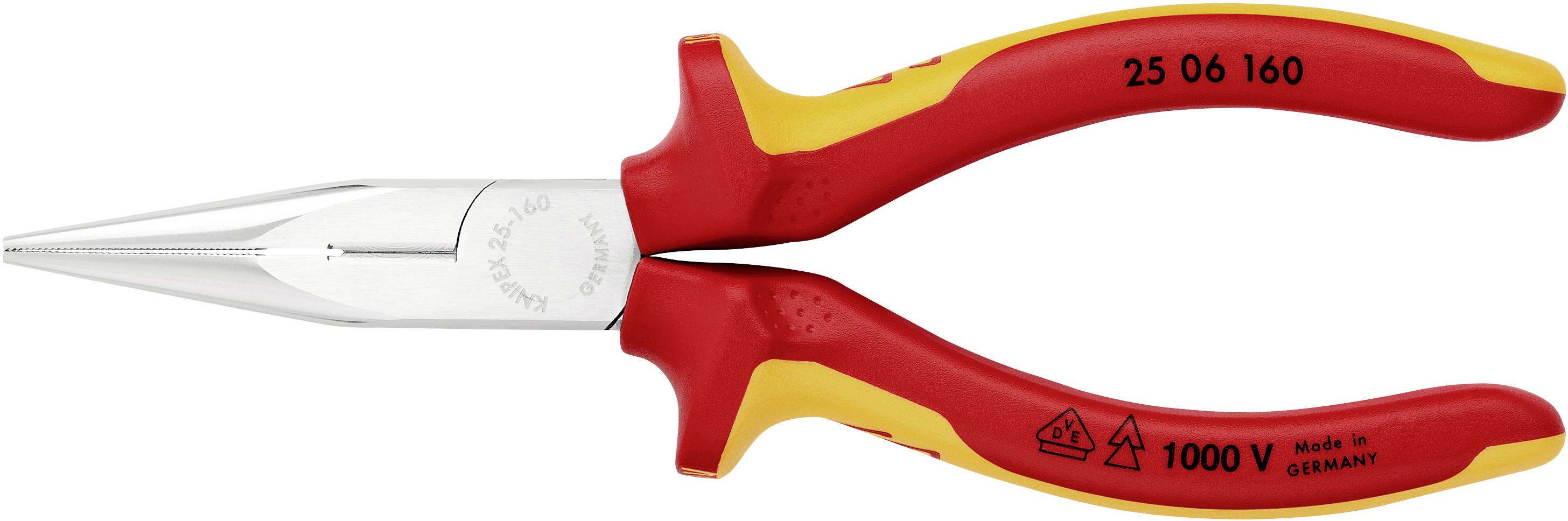 Плоскогубці Knipex 25 06 160 VDE, прямі, з хром-ванадієвої електротехнічної сталі, 160 мм
