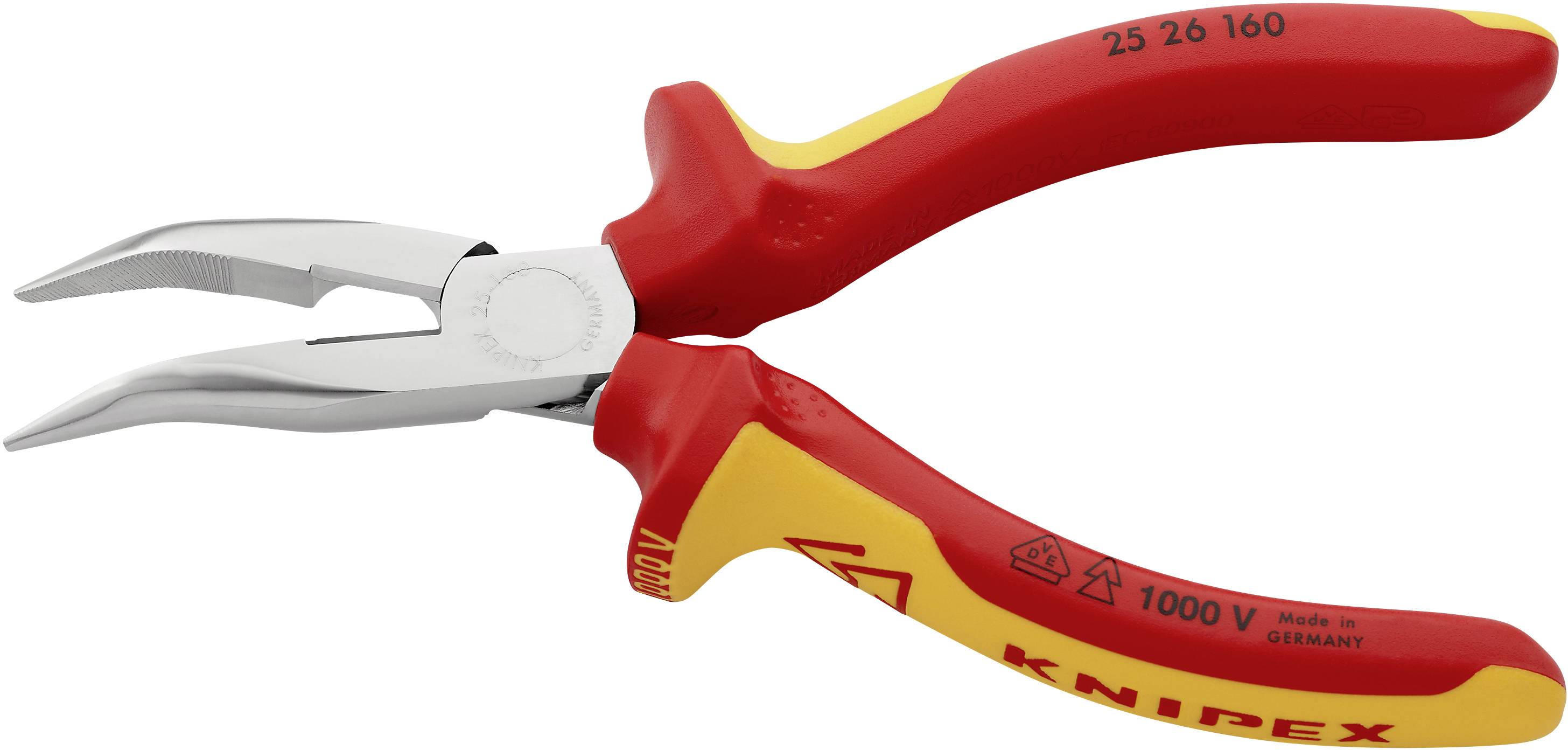 Плоскогубці Knipex 25 26 160 VDE з плоскими закругленими губками, кут 40°, хром-ванадієва електротехнічна сталь, 160 мм