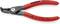 Czerwone szczypce marki Knipex, odpowiednie do pierścieni o średnicy 12–25 mm, wykonane w Niemczech.