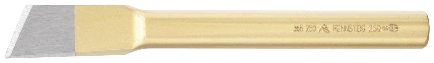 Dłuto z uchwytem w kolorze złota i szarym ostrzem, odpowiednie do precyzyjnej obróbki drewna lub kamienia.