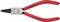 Szczypce do pierścieni zabezpieczających Knipex, model 44 11 J0, w kolorze czerwonym, przeznaczone do pierścieni wewnętrznych o średnicy 8-13 mm. Wyprodukowane w Niemczech.