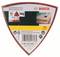 Papier ścierny do wielofunkcyjnej szlifierki Bosch, trójkątny, 93 mm, ziarnistość 240, numer produktu 2 607 019 500-720, 25 sztuk, wyprodukowany w Szwajcarii.
