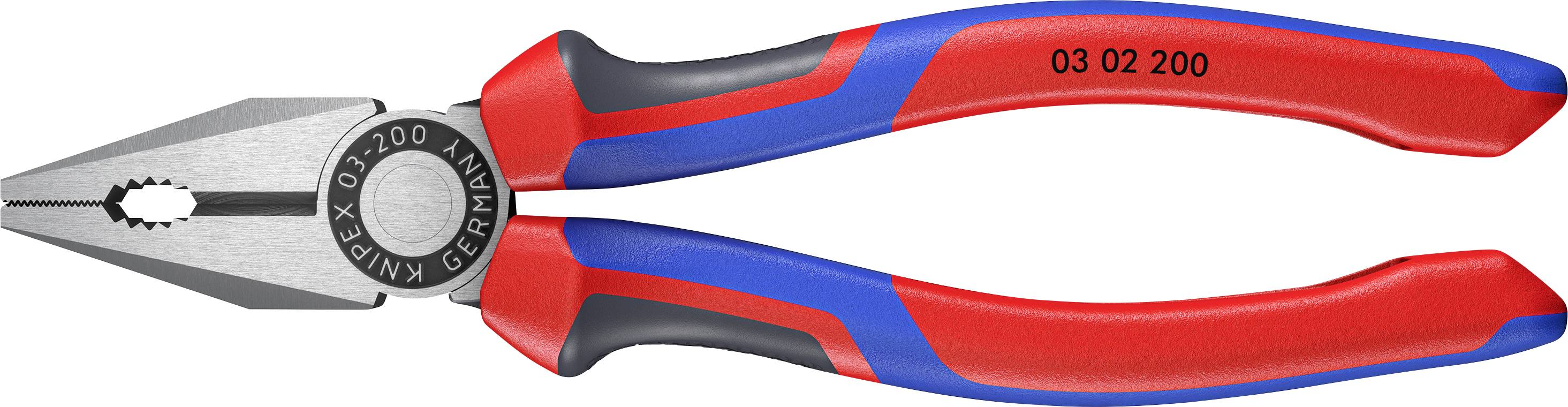 Кліщі комбіновані Knipex Knipex 03 02 200, Prüfzange, 1,6 см, Stahl, Vinyl, Blau, Rot, 200 мм 03 02 200, 200 мм, 60 HRC, для майст