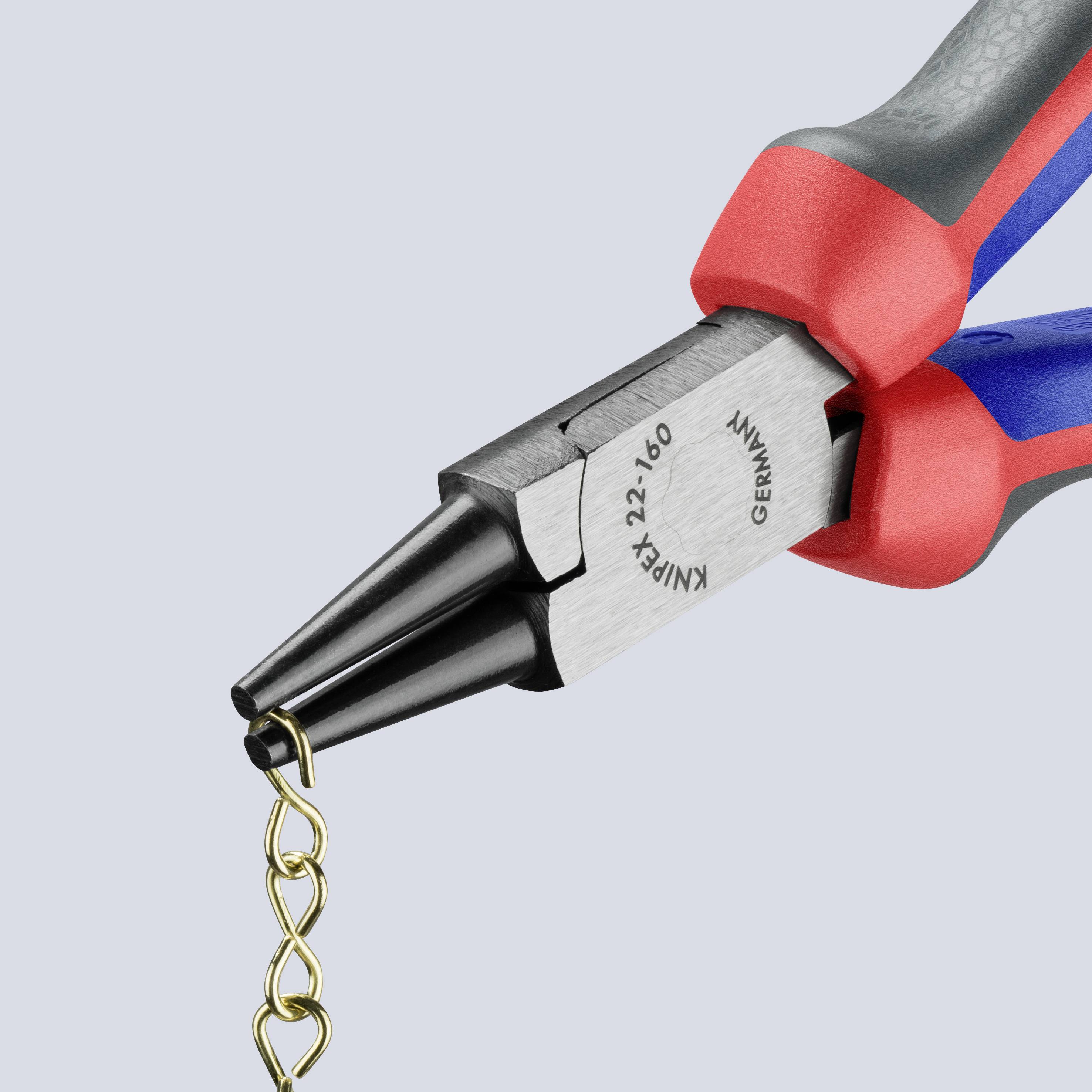 Плоскогубці Knipex 22 02 160 для майстерні з прямими круглими губками, хром-ванадієва електротехнічна сталь, 160 мм