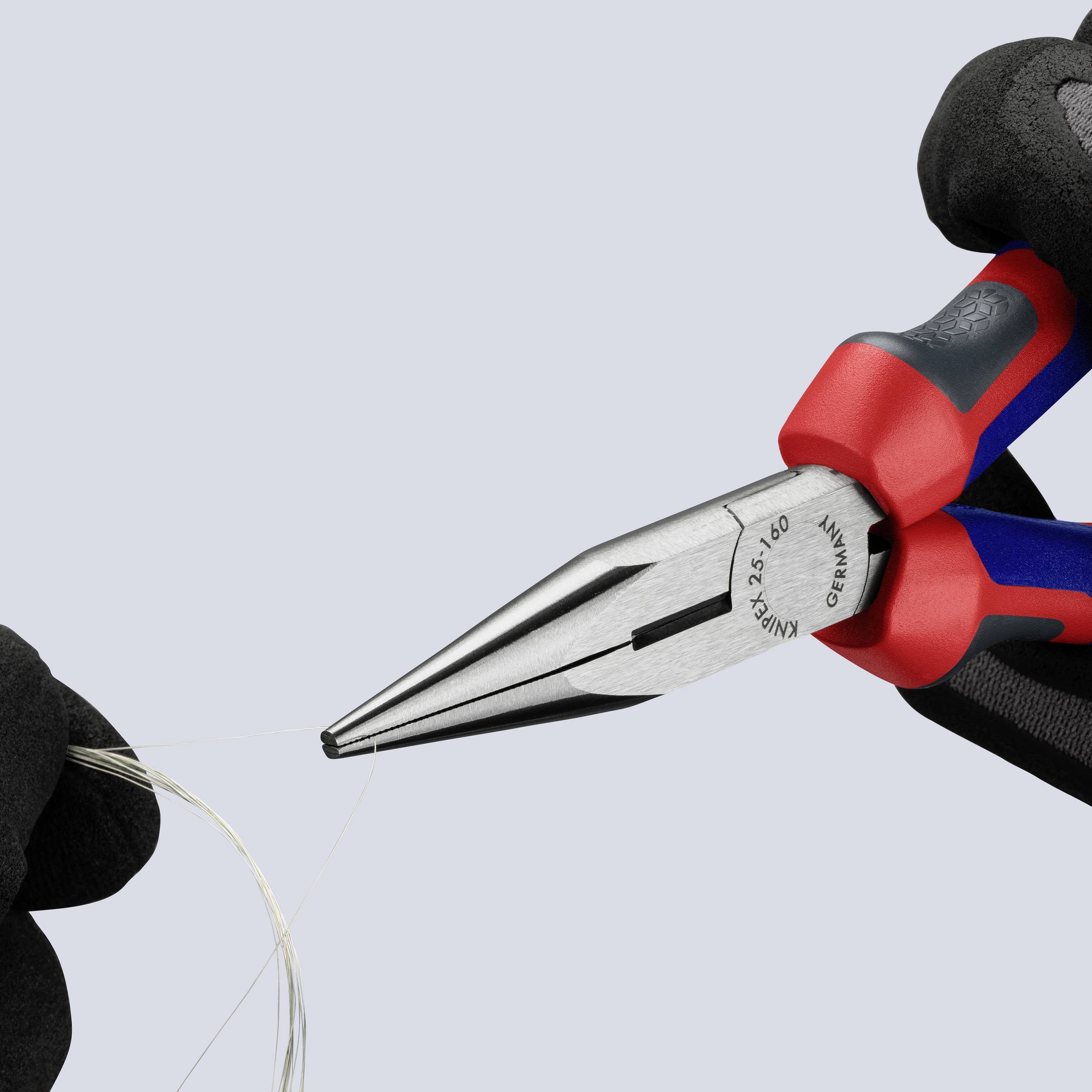 Плоскі, круглі, прямі плоскогубці Knipex 25 02 160 для електроніки та механіки, ванадієва електротехнічна сталь, 160 мм