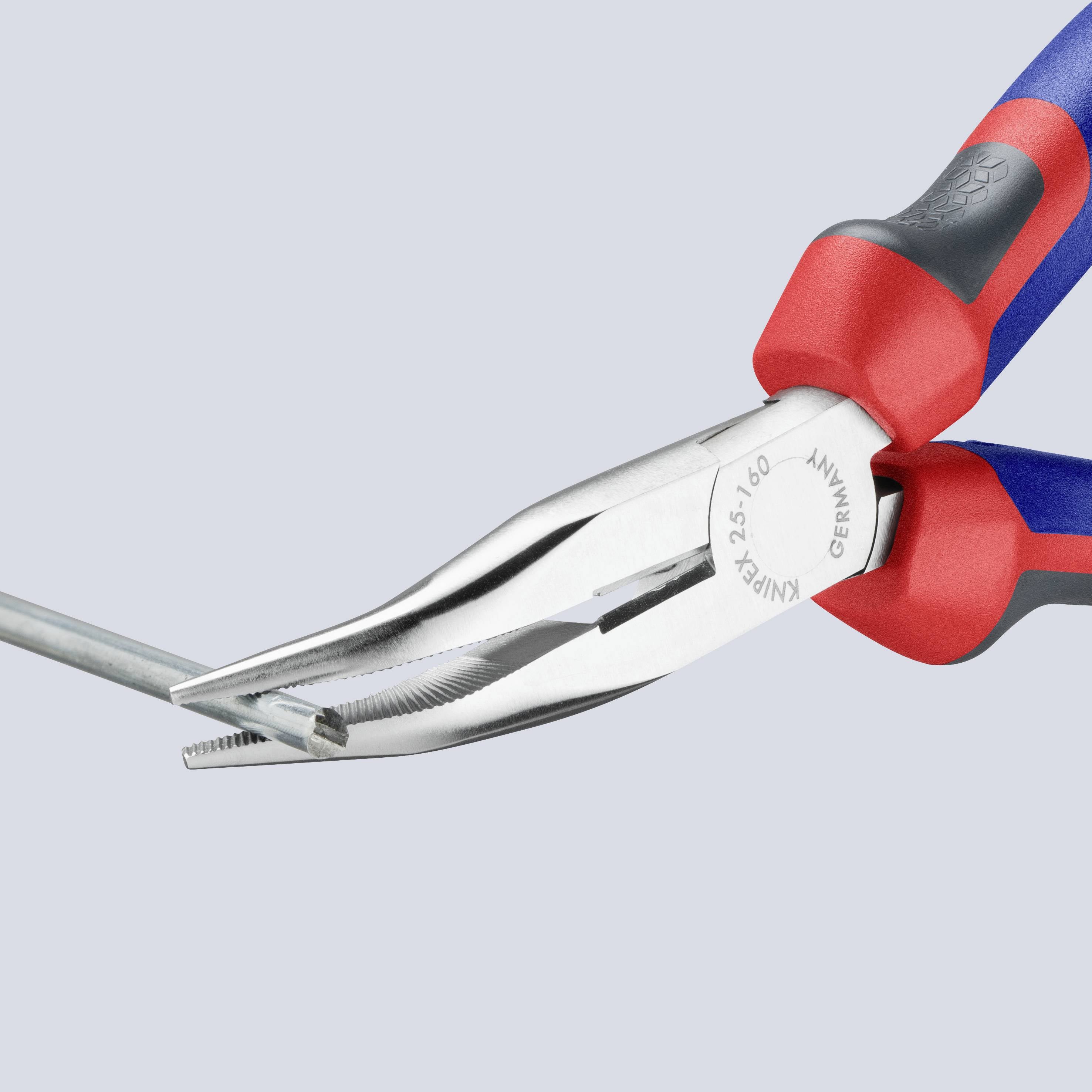 Плоскогубці Knipex 25 25 160 для електроніки та механіки, плоскі круглі щітки, кут 40°, хром-ванадієва сталь, 160 мм