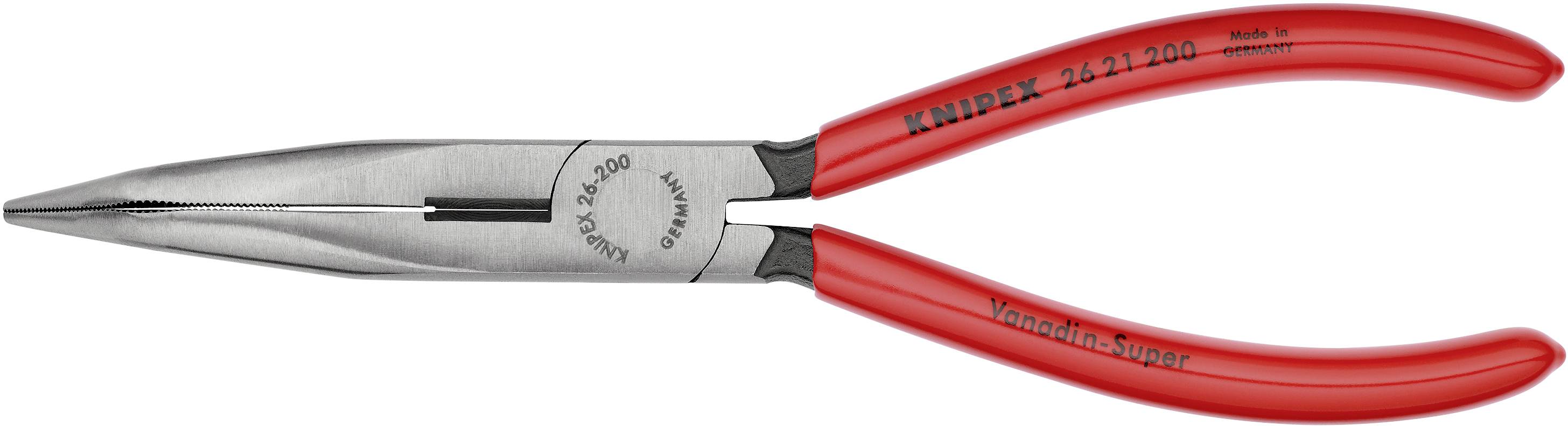 Плоскогубці Knipex 26 21 200 для електроніки та механіки, круглі плоскі щітки, кут 40°, ванадієва електротехнічна сталь, 200 мм