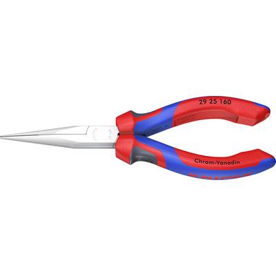 Szczypce špiczaste Knipex w kolorach czerwonym i niebieskim, wykonane ze stali chromowo-wanadowej, z napisem '29 25 160'. Idealne do precyzyjnego chwytania i cięcia.