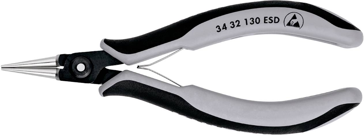 Плоскогубці Knipex 34 32 130 ESD ESD з прямими круглими губками, хром-ванадієва сталь, підшипники 135 мм