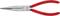 Czerwone szczypce okrągłe Knipex, model 49-200, z długimi, smukłymi szczękami do precyzyjnego chwytania i cięcia.