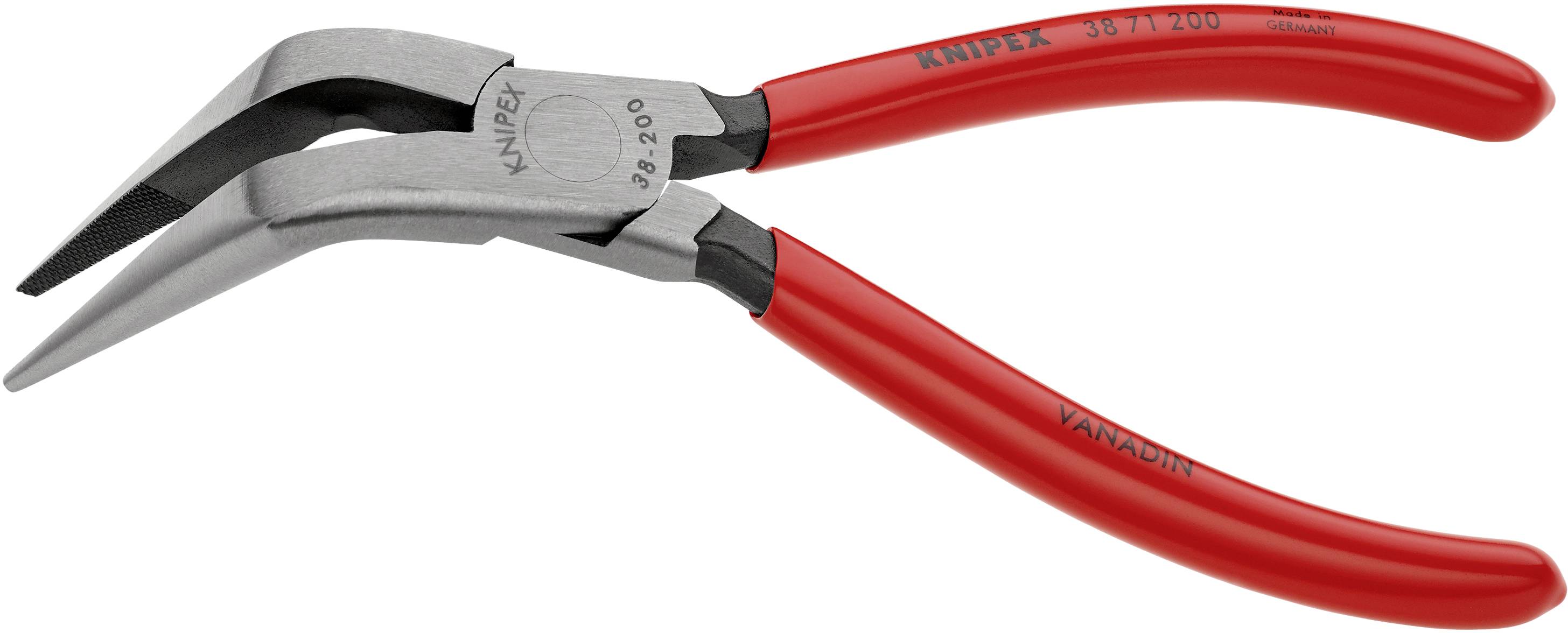 Плоскогубці Knipex 38 71 200 для електроніки та механіки, плоскі круглі щітки, кут 70°, ванадієва електротехнічна сталь, 200 мм