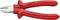 Czerwone szczypce boczne Knipex, numer modelu 70 07 180, wykonane w Niemczech, odpowiednie dla 1000V zgodnie z normą IEC 60900.