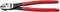 Czerwone szczypce uniwersalne Knipex ze stali chromowo-wanadowej z czarną głowicą tnącą, numer modelu 74 01 250.