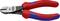 Obcinaczki boczne z czerwono-niebieskimi uchwytami, oznaczone logo 'Knipex', przystosowane do cięcia twardego drutu o grubości do 1,5 mm.