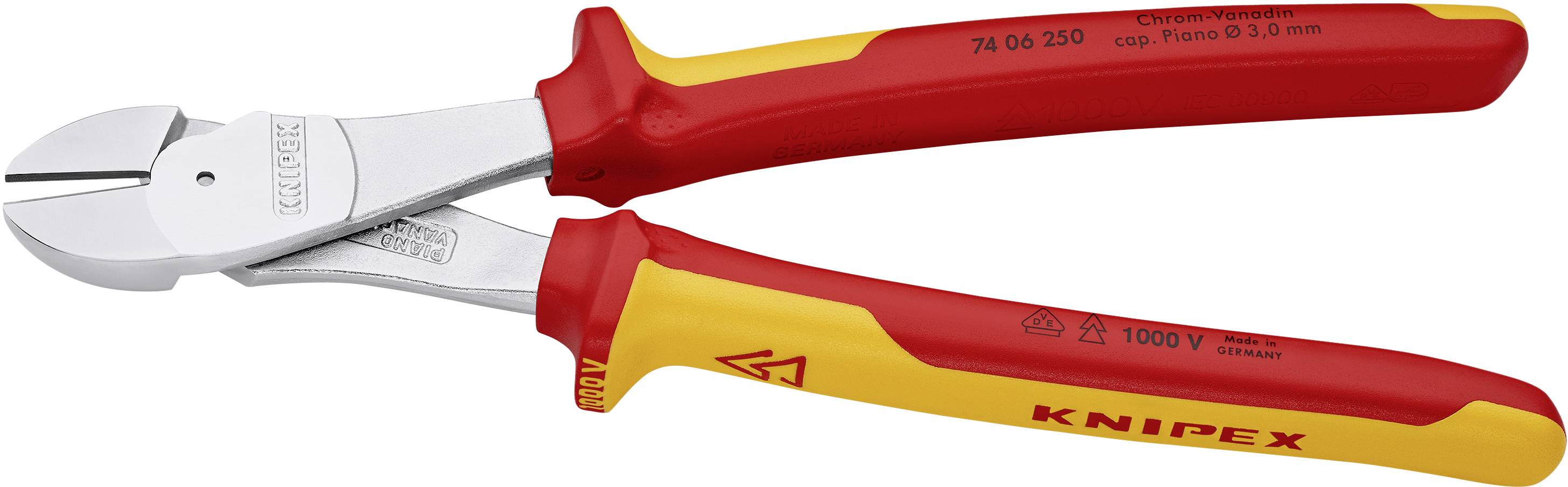 Посилені бічні кліщі Knipex 74 06 250 74 06 250, 250 мм, 64 HRC, VDE
