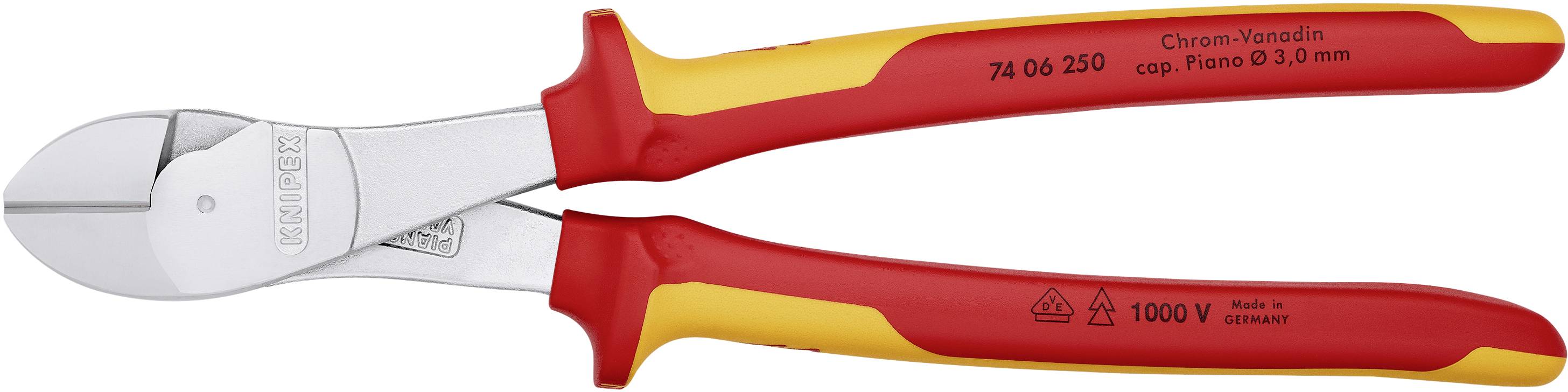 Посилені бічні кліщі Knipex 74 06 250 74 06 250, 250 мм, 64 HRC, VDE