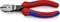 Czerwone i niebieskie szczypce boczne KNIPEX, model 74 12 160, odpowiednie do cięcia elementów o grubości do 2,0 mm.