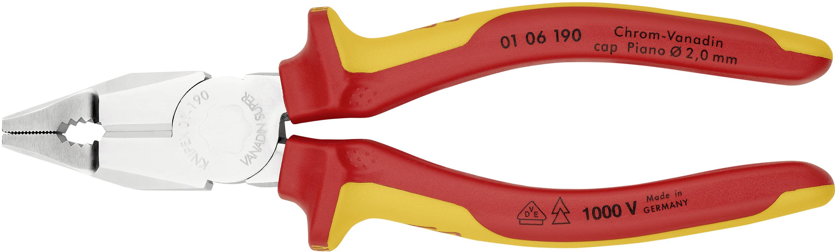 Плоскогубці Knipex 01 06 190 01 06 190, 190 мм, 64 HRC, VDE