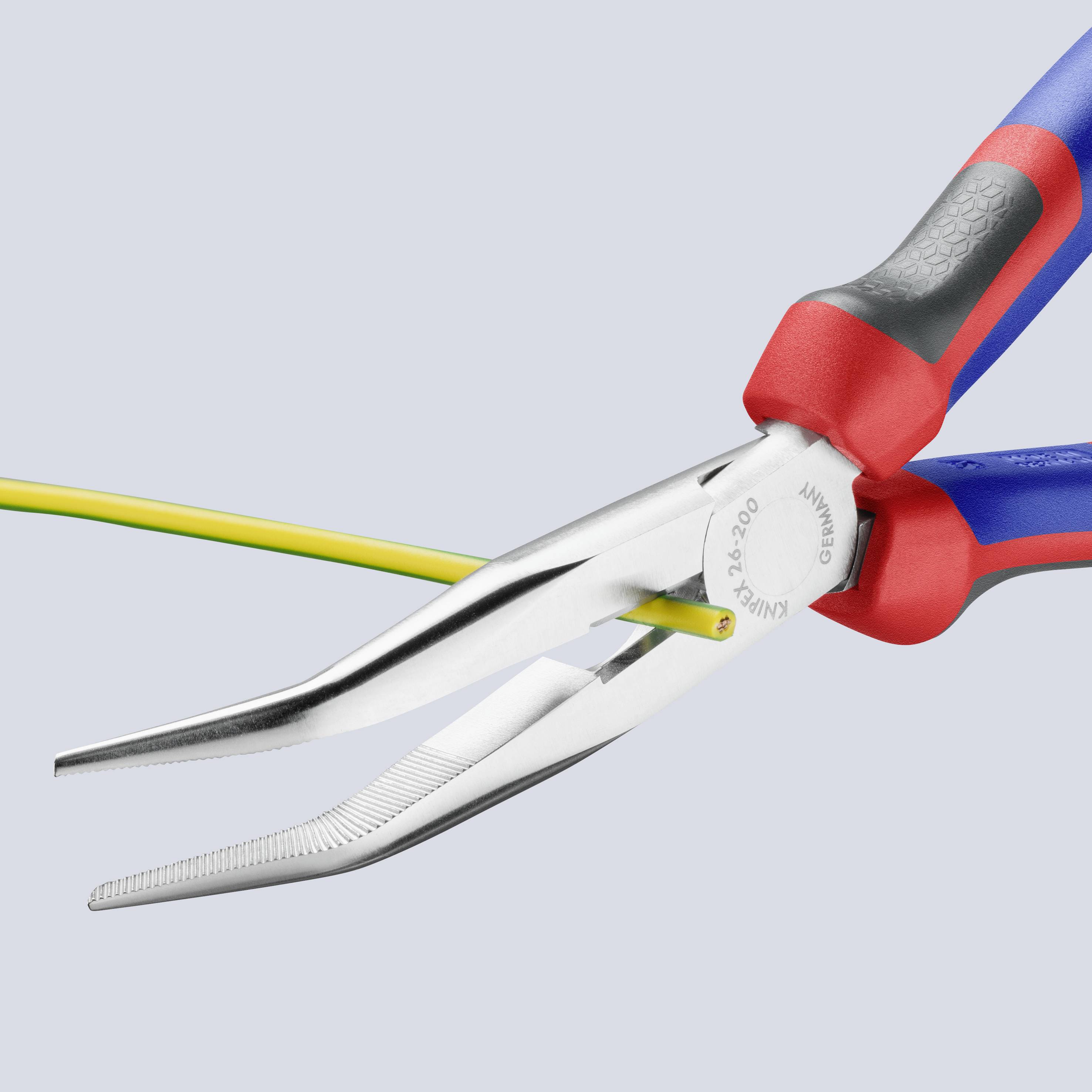 Плоскогубці Knipex 26 25 200 для електроніки та механіки, круглі плоскі щітки, кут 40°, ванадієва електротехнічна сталь, 200 мм