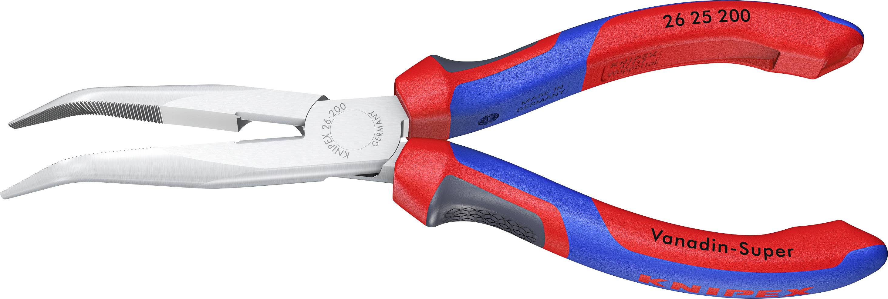 Плоскогубці Knipex 26 25 200 для електроніки та механіки, круглі плоскі щітки, кут 40°, ванадієва електротехнічна сталь, 200 мм