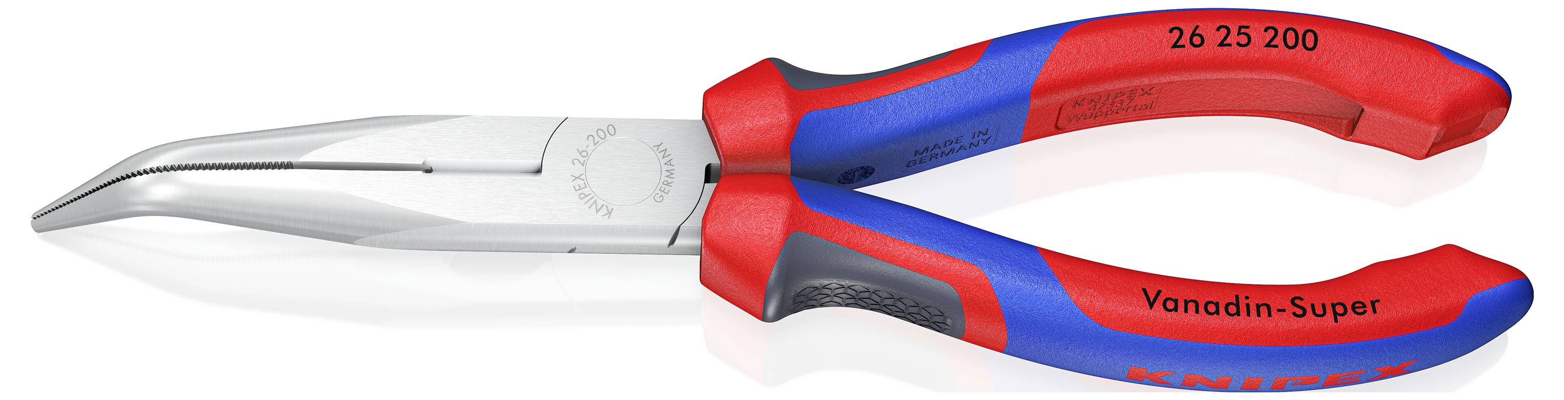 Плоскогубці Knipex 26 25 200 для електроніки та механіки, круглі плоскі щітки, кут 40°, ванадієва електротехнічна сталь, 200 мм