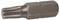 Bit wkrętakowy Torx, metalowy i cylindryczny, zakończony czubkiem w kształcie gwiazdy, służący do dokręcania lub odkręcania wkrętów Torx.