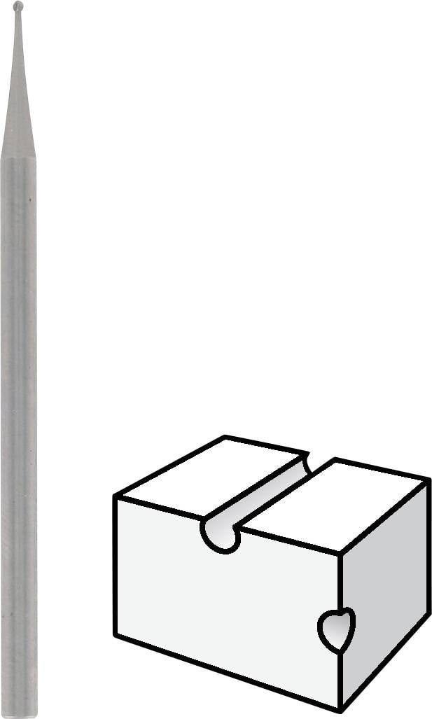 Cylindryczny przyrząd obok rysunku technicznego przedstawia rowek i wypukłość.