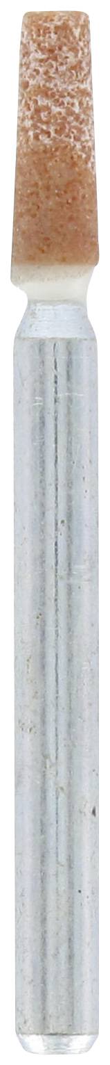 Czerwono-pomarańczowa, cylindryczna głowica szlifierska osadzona na srebrnym uchwycie.