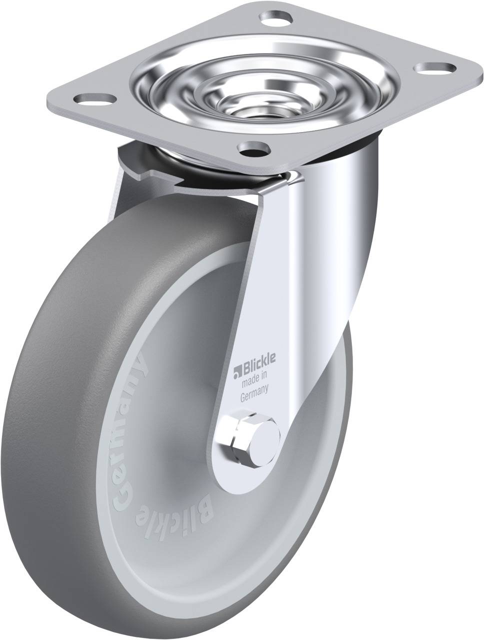 Поворотні колеса, що прикручуються, гумові, з підшипником ковзання, 125 мм