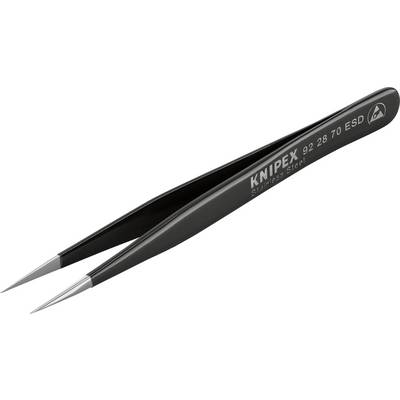Czarna precyzyjna pinceta Knipex ze stali nierdzewnej z napisem '92 28 70 ESD', używana do precyzyjnych manipulacji w elektronice.